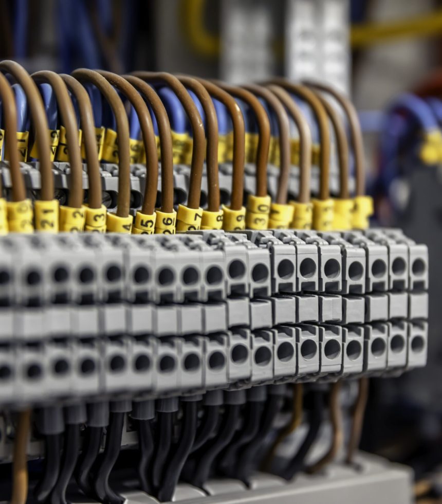 Electric control panel enclosure for power and distribution electricity. Uninterrupted, electrical voltage.